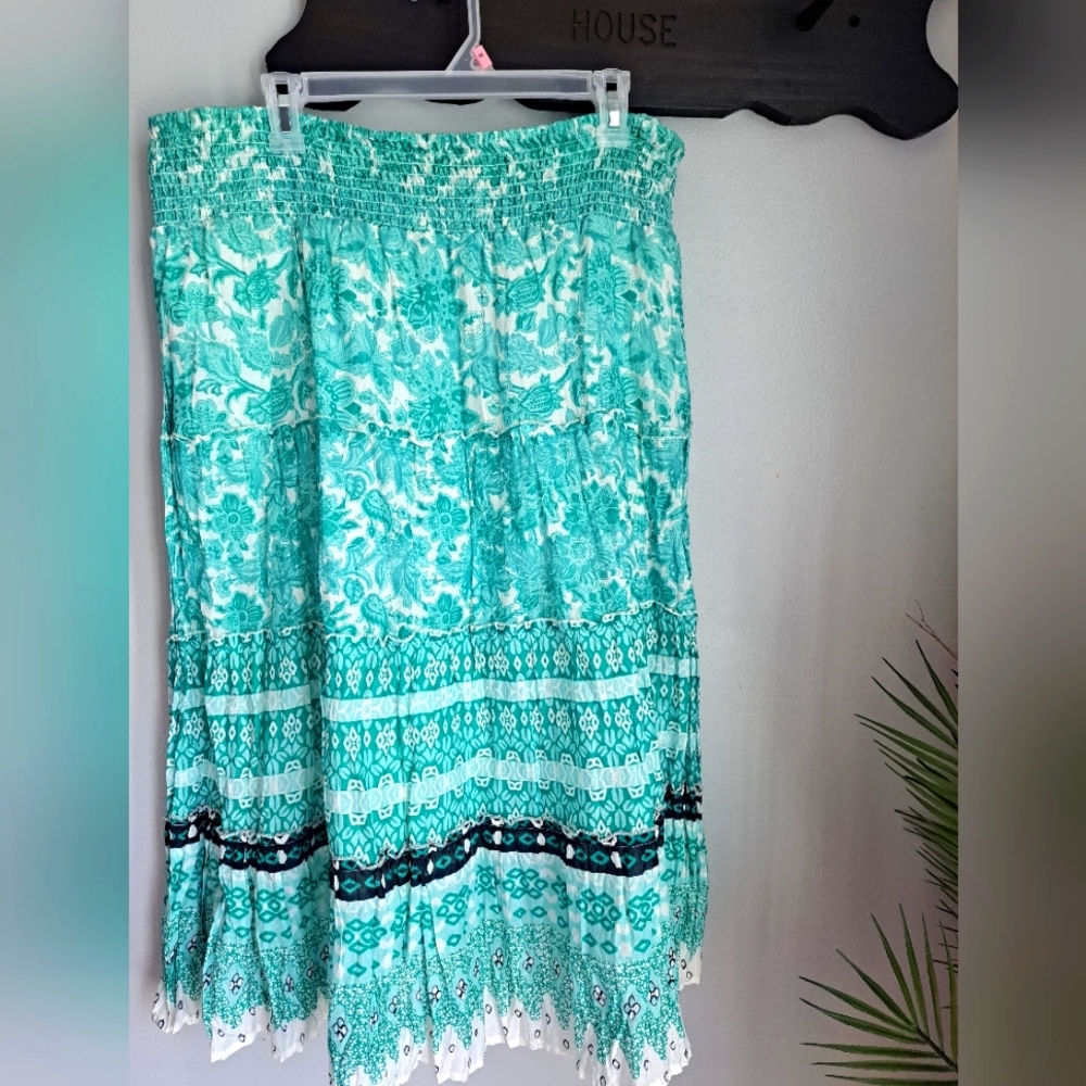 Style & Co Flare Maxi Patchwork Bohemian Cotton Lined Hippie Skirt Size XL